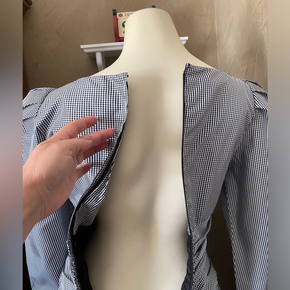 Morton Myles Vintage 80s Big Bow detail Evening Gown Gingham pattern Dress - Picture 15 of 16